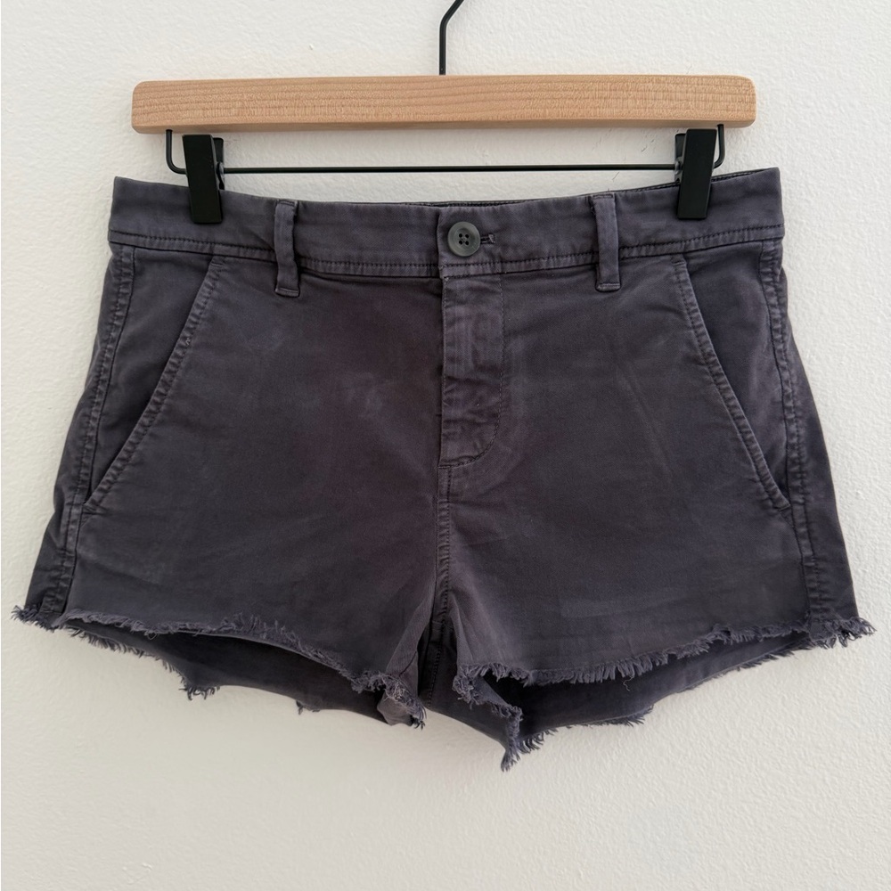 Lou & Grey Frayed Hem Chino Shorts Gray - Size 4
